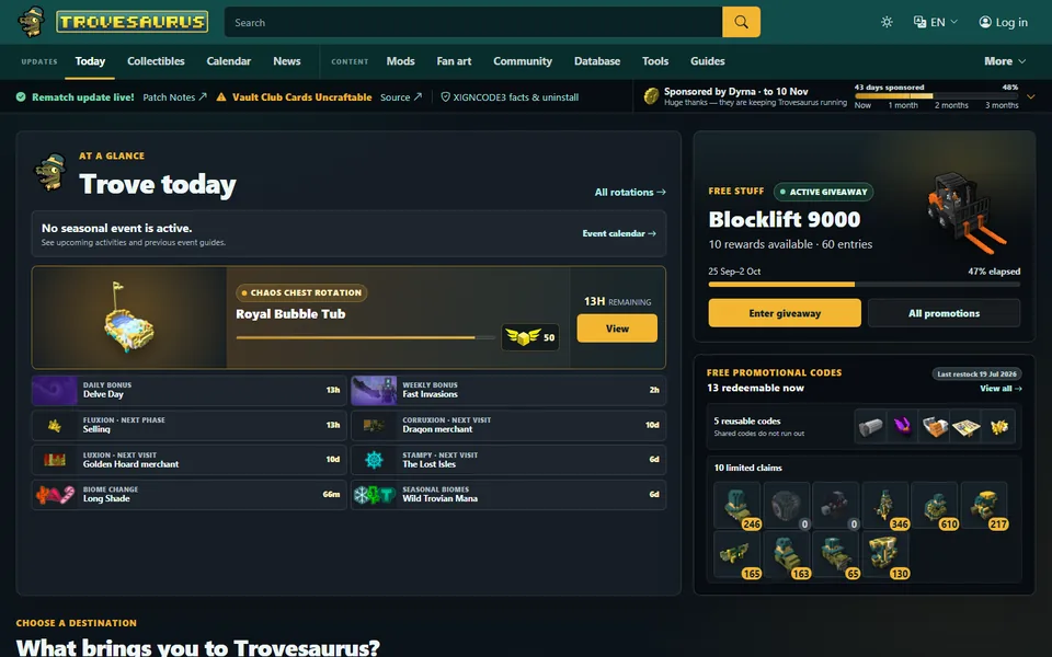 The Trovesaurus homepage
